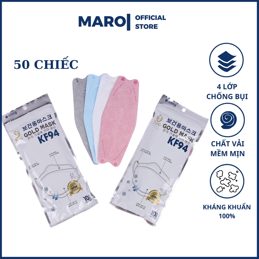 Khẩu trang kf94 4d mask hàn quốc, kháng khuẩn lọc bụi mịn, tiêu chuẩn hàn quốc-MARO STORE