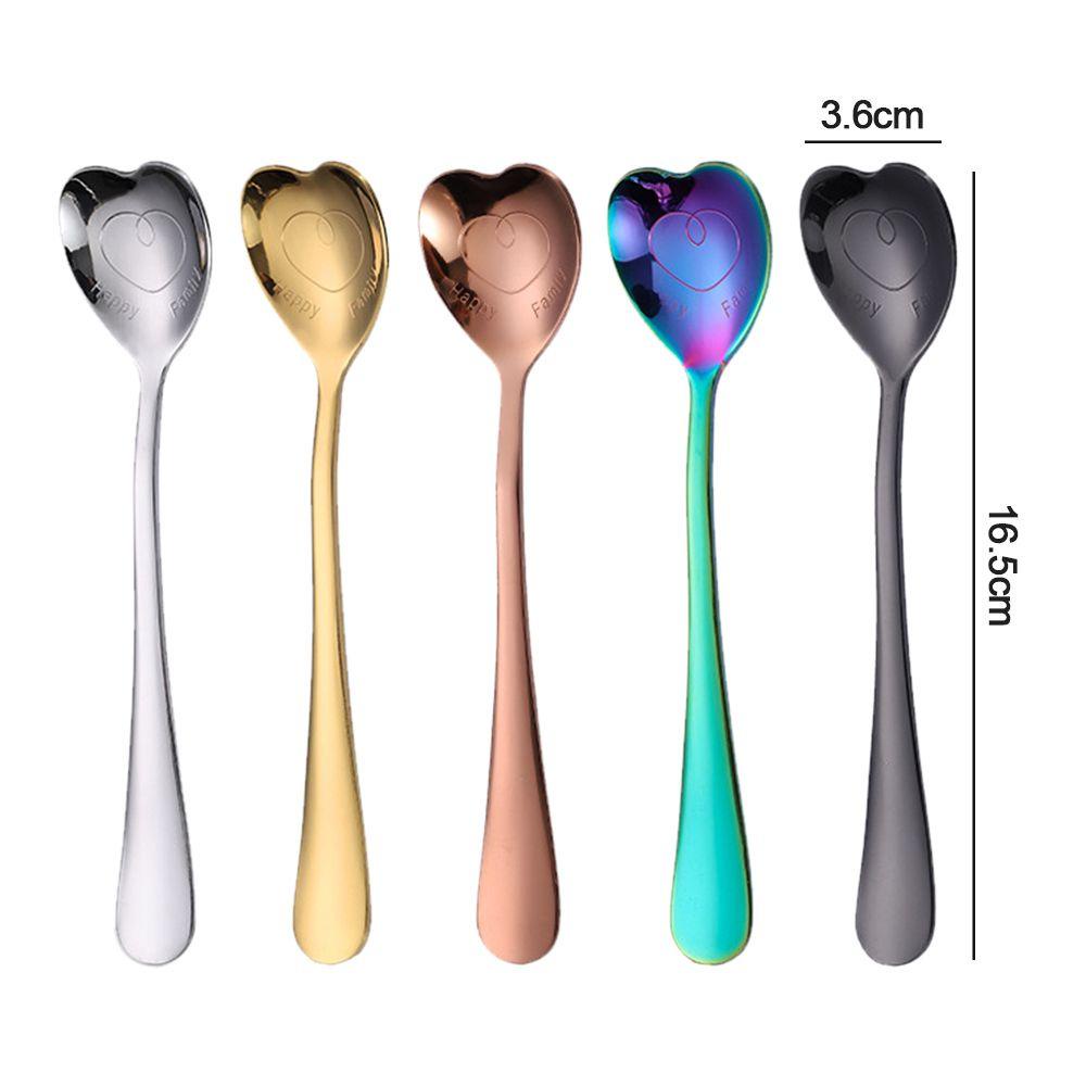 Bộ 4 Muỗng Ăn Tráng Miệng Bằng Thép Không Gỉ Hình Trái Tim