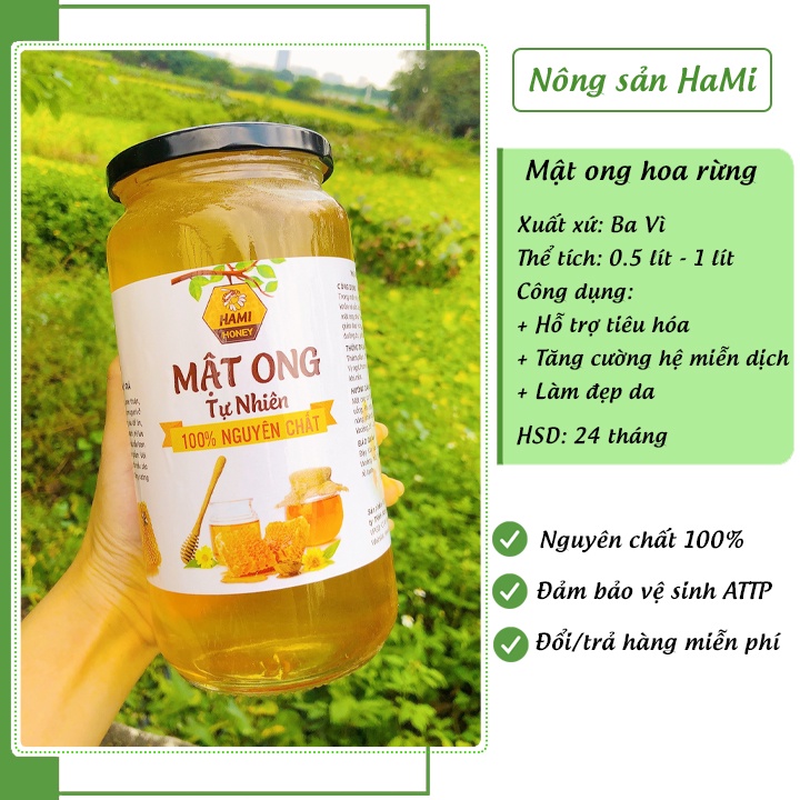 Mật ong rừng nguyên chất HaMi 1 Lít, đặc sánh, thơm ngon nguyên chất 100% tự nhiên, tốt cho sức khỏe - HSD 2 năm