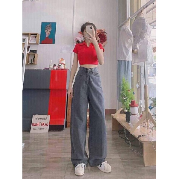 Quần jean ống rộng quần bò ống rộng cạp cao