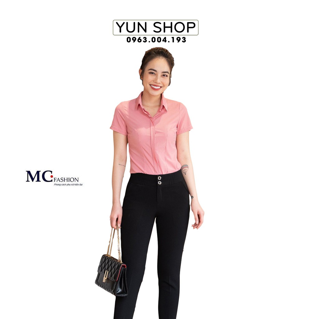 Áo Sơ Mi Nữ - Áo Sơ Mi Thanh Lịch Công Sở , Kiểu Dáng Cộc Ngăn Tay Chuẩn Hãng MC Fashion A645