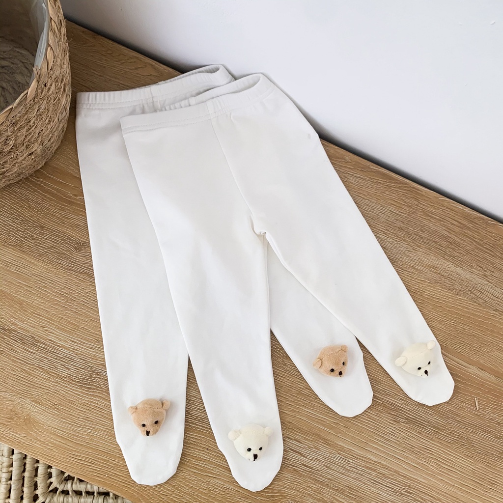 Quần legging co giãn họa tiết gấu hoạt hình xinh xắn dành cho trẻ em