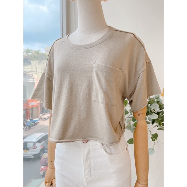 Áo croptop cổ tròn dáng suông nhiều màu MIEU - JM03