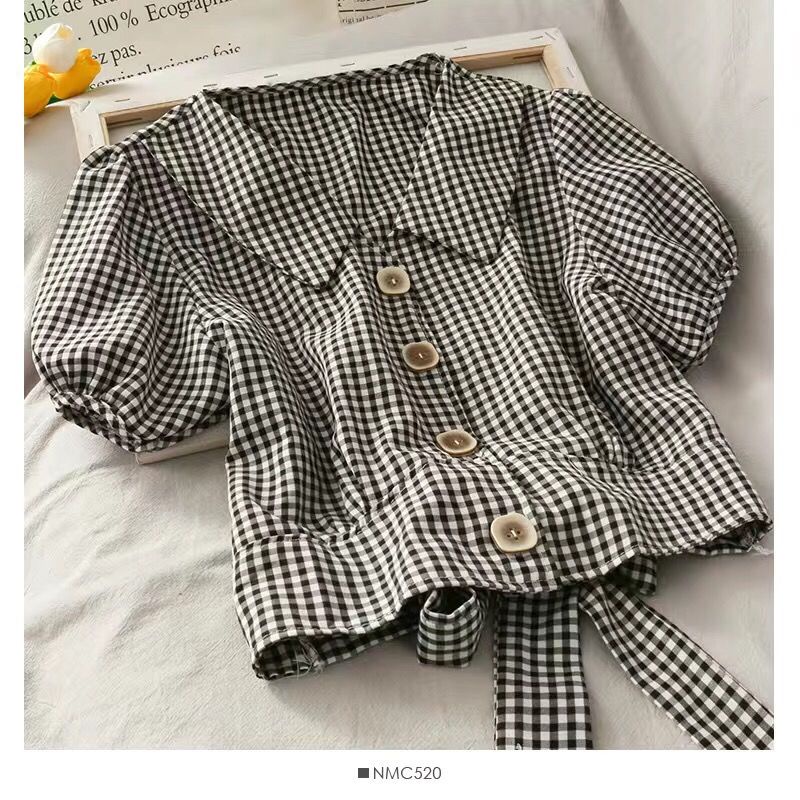 Hàng Có Sẵn Áo Sơ Mi Ngắn Tay Thắt Nơ Kẻ Sọc Mới Cho Nữ 2022 JL-TX-214