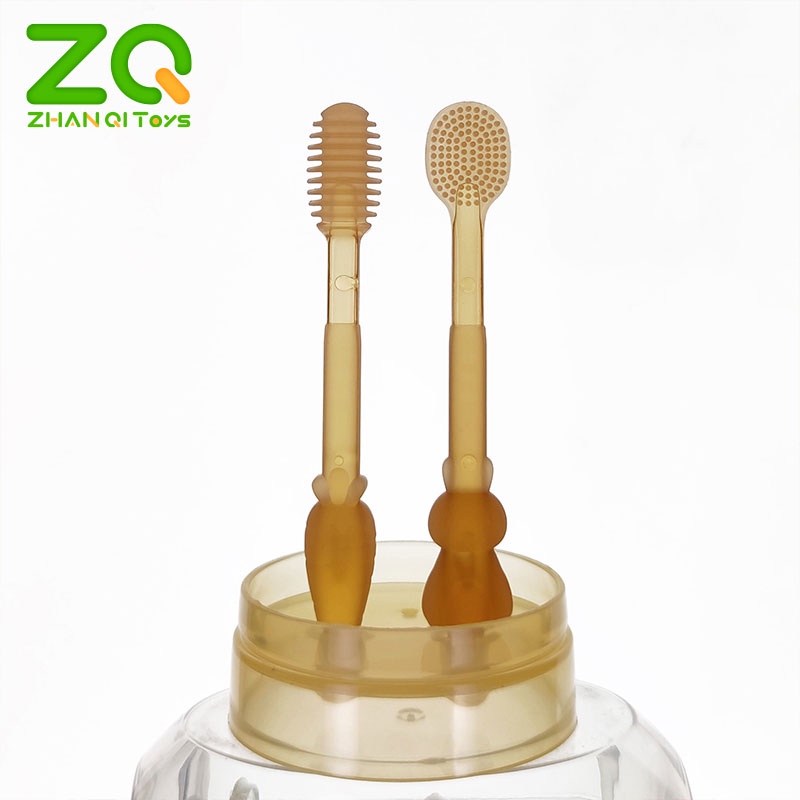 Set 2 bàn chải silicon Zhan Qi Toys vệ sinh lưỡi cho bé