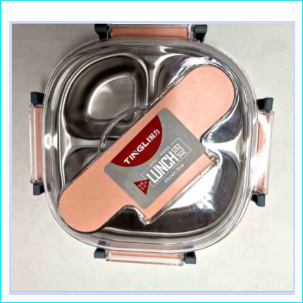 Hộp cơm inox vuông chia 3 ngăn ❤️FREESHIP❤️hàng cao cấp