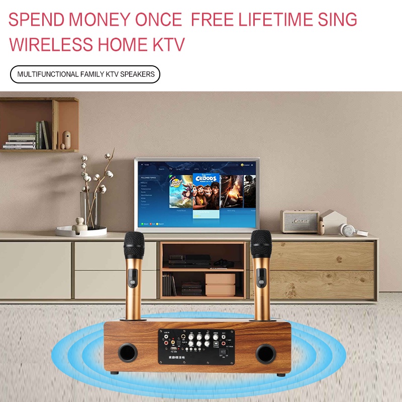⚡️Freeship⚡️Bộ Loa KARAOKE Bluetooth Gia đình Kèm Micro không dây ONTEKCO A300 Siêu trầm cao cấp