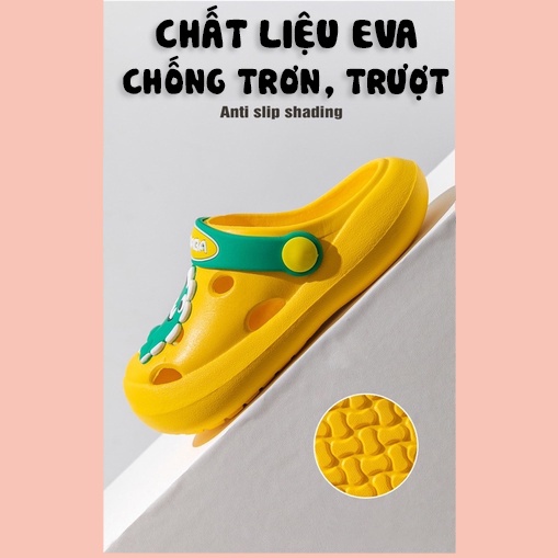 Dép trẻ em ZHUBABA Hi bear, dép cross cho bé trai, dép sục cho bé gái chống trơn trượt C-1