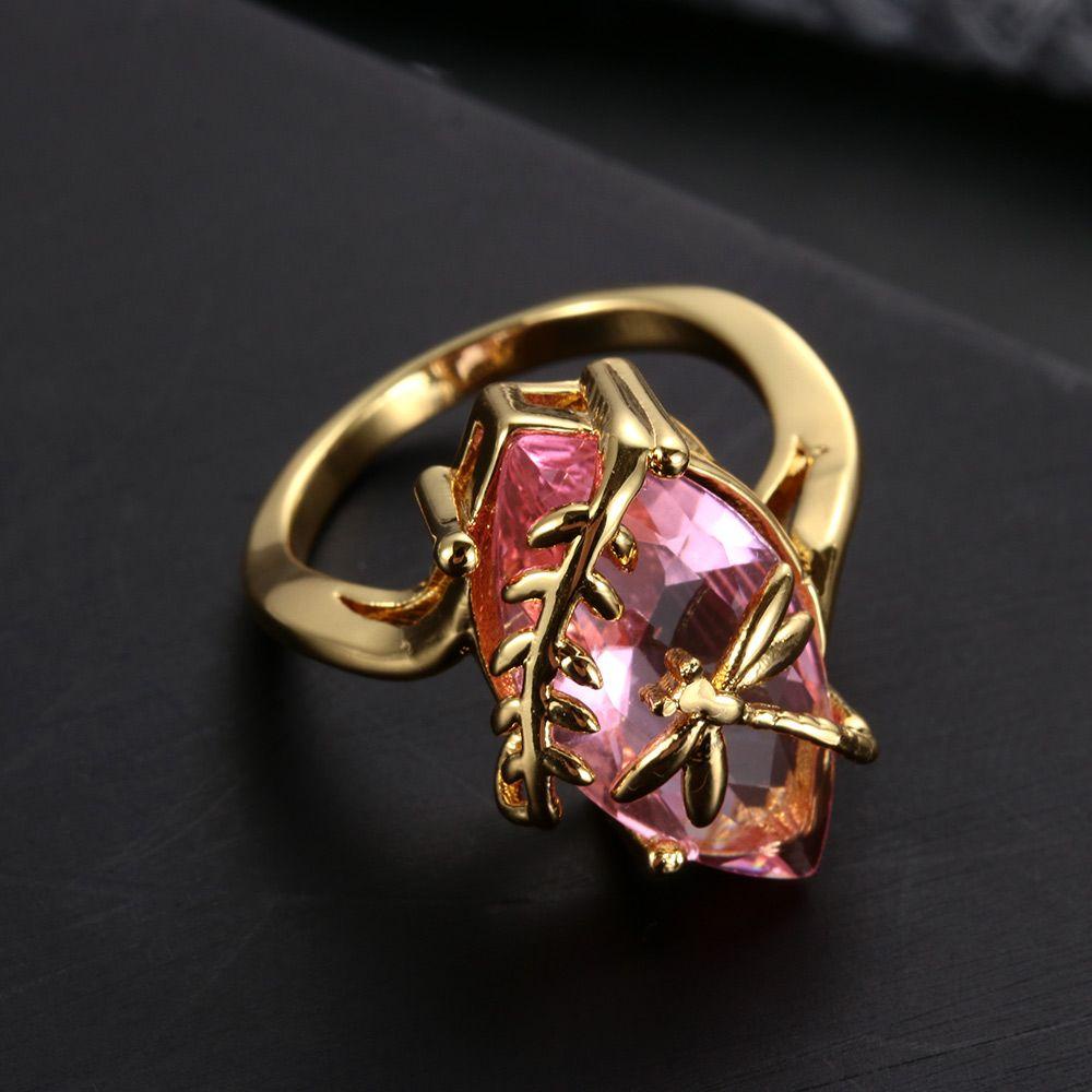 ORIENTLII Nhẫn Mạ VàNg 18K HìNh ChuồN ChuồN Sang TrọNg|Bông Tai Đính Đá Lấp Lánh