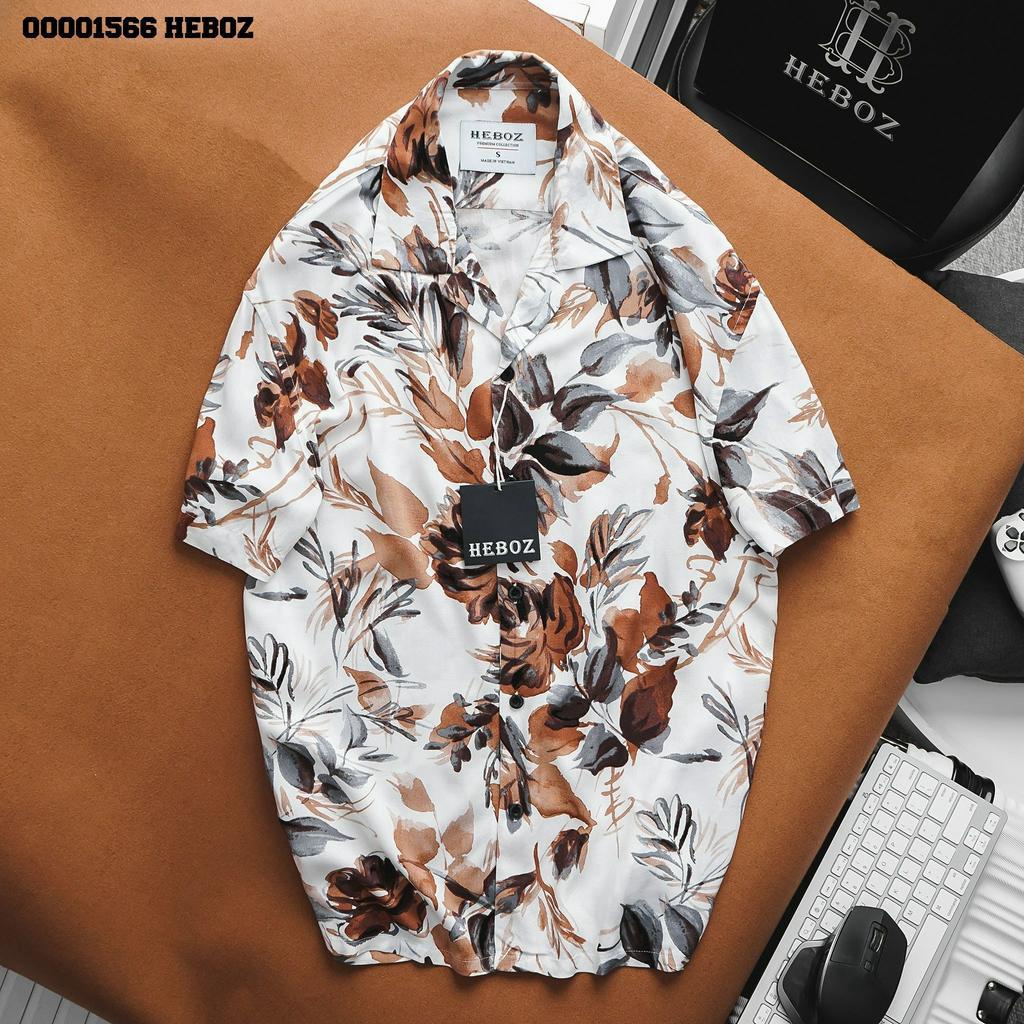 Áo sơ mi pijama linen hoạ tiết Heboz 4M, vải chống nhăn thấm hút có 3 màu basic dễ phối - 00001566