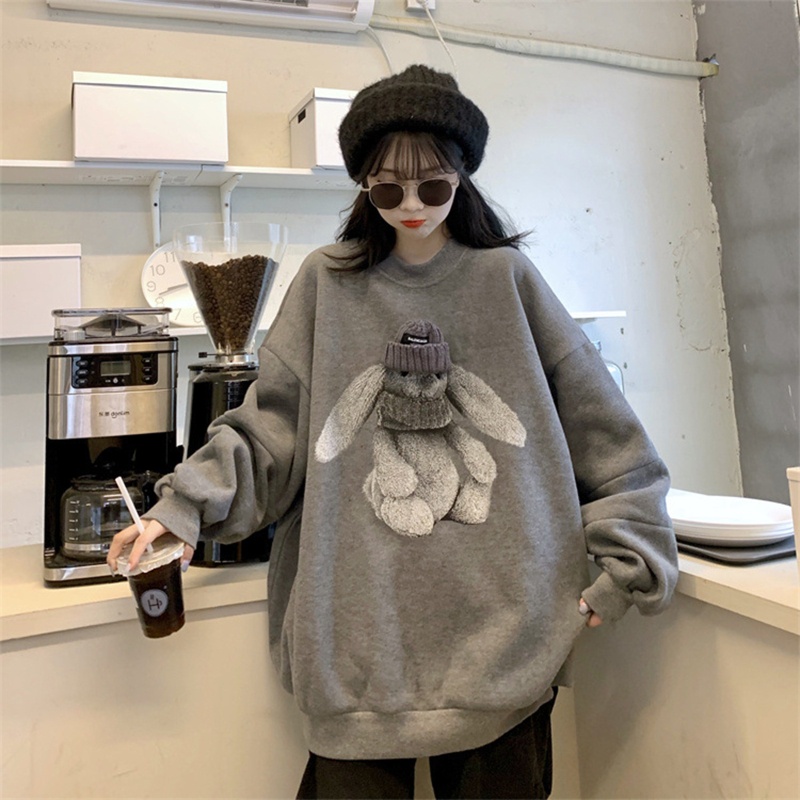 Áo Hoodie Tay Dài In Hình Thỏ 3D Phong Cách Harajuku Cho Nữ
