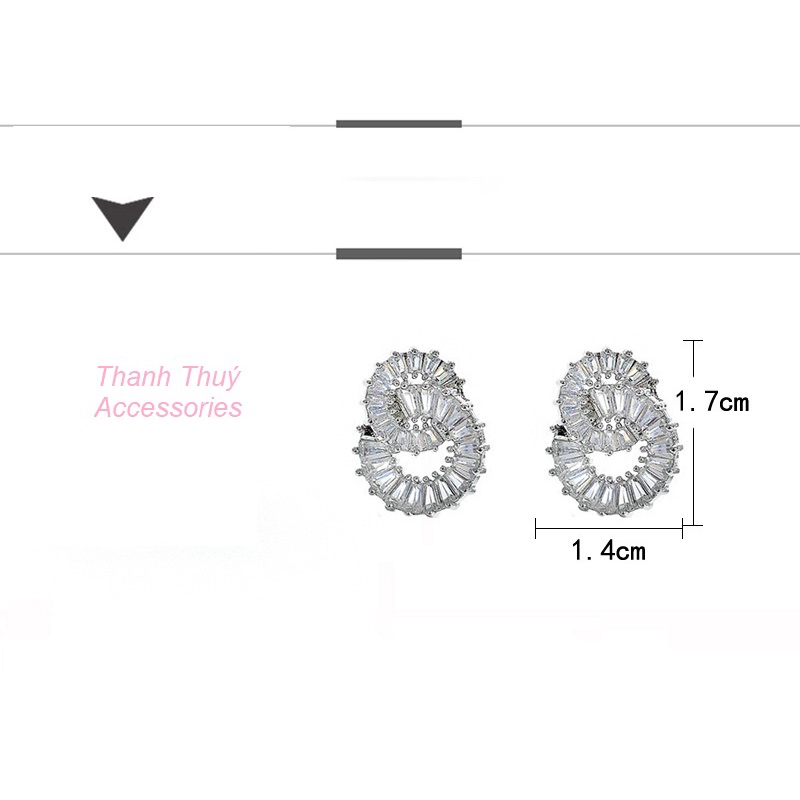 Bông tai nữ nhẫn tròn khảm đá phù hợp xu hướng thời trang