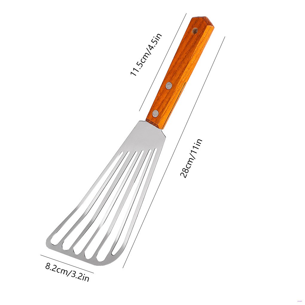 Xẻng lật thực phẩm bằng thép không gỉ cán gỗ tiện lợi