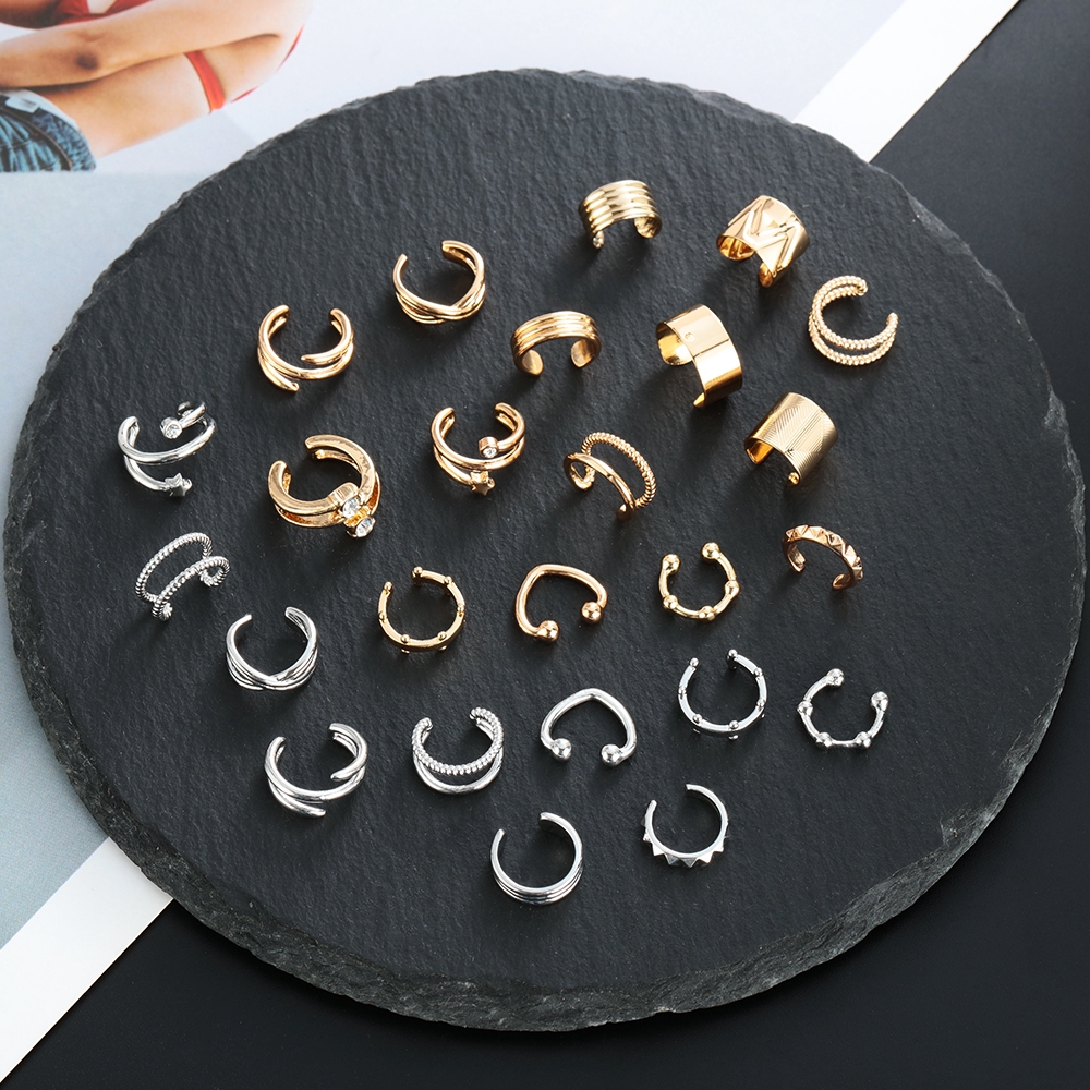 MOILY Women Fashion Gift Jewelry No Pierced Party CZ Cuff Earrings