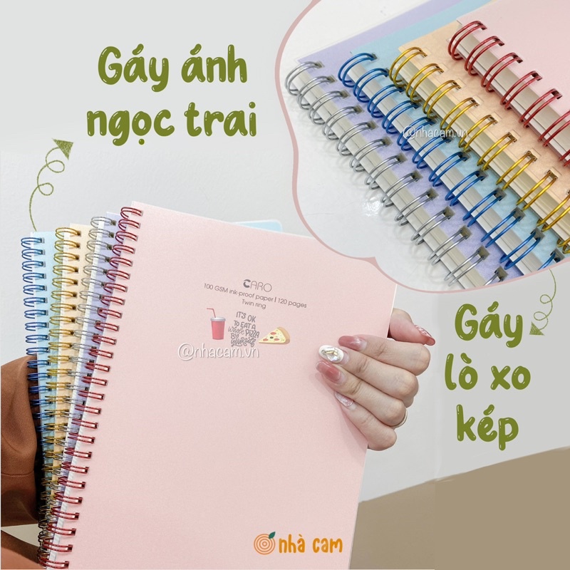 Sổ Lò Xo Kép Pastel 80 Trang 100 GSM Klong Size B5 574 Nhà Cam