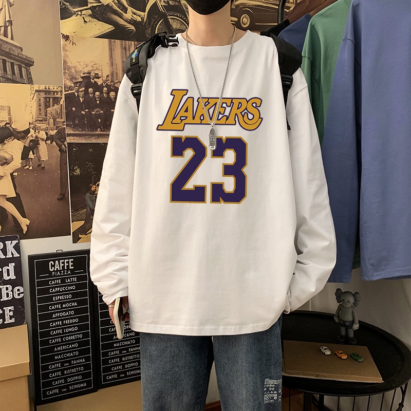 Áo thun tay dài dáng rộng in chữ thời trang Nhật Bản cỡ M-5XL cho nam