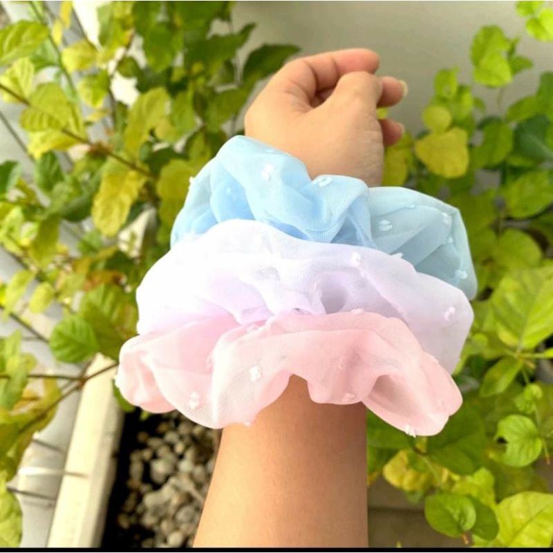 Dây cột tóc voan hạt nổi nhí phong cách Hàn Quốc dành cho nữ