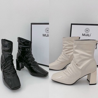 Bốt boot nhăn cổ thấp da bóng đế trụ fullbox hàng quảng châu cao cấp