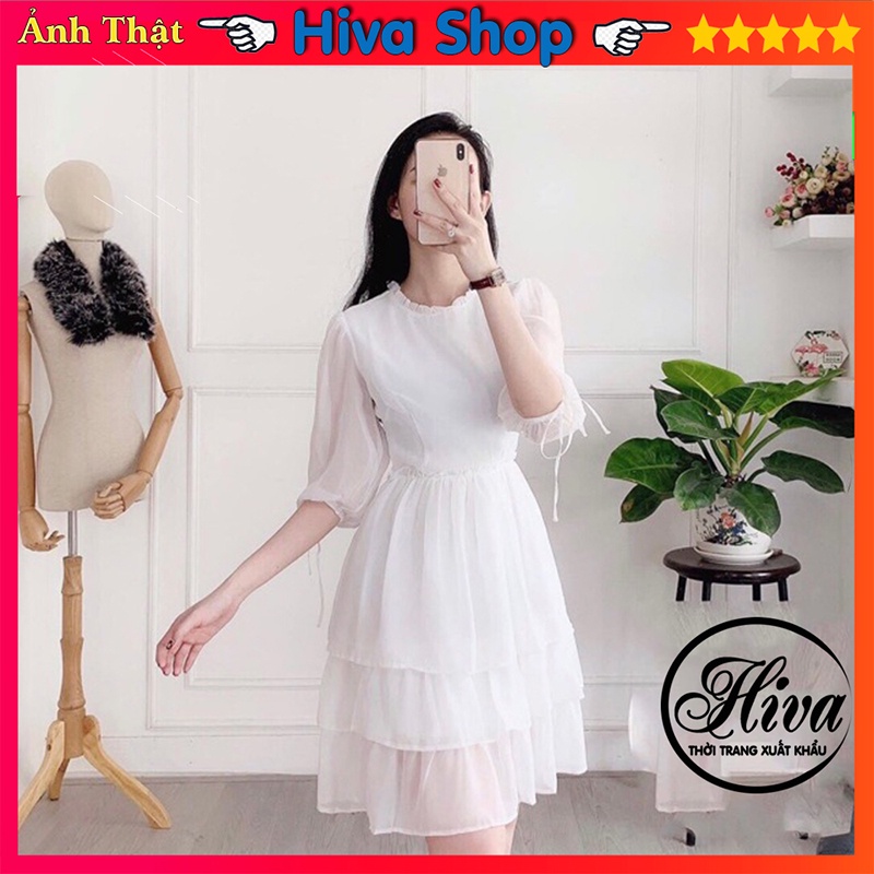 Váy trắng công chúa đi du lịch biển tiệc chụp kỷ yếu , Đầm trắng 3 tầng dự tiệc siêu xinh (video ảnh thật )