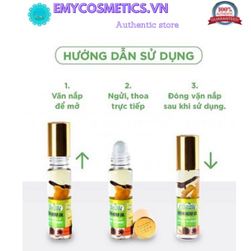 [Nội Địa Thái] Bán Lẻ 1 Chai Dầu Lăn Nhân Sâm Green Herb Oil Thái Lan Chai (8ml/chai)