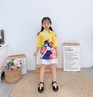 Áo dài lụa vân sóng gỗ