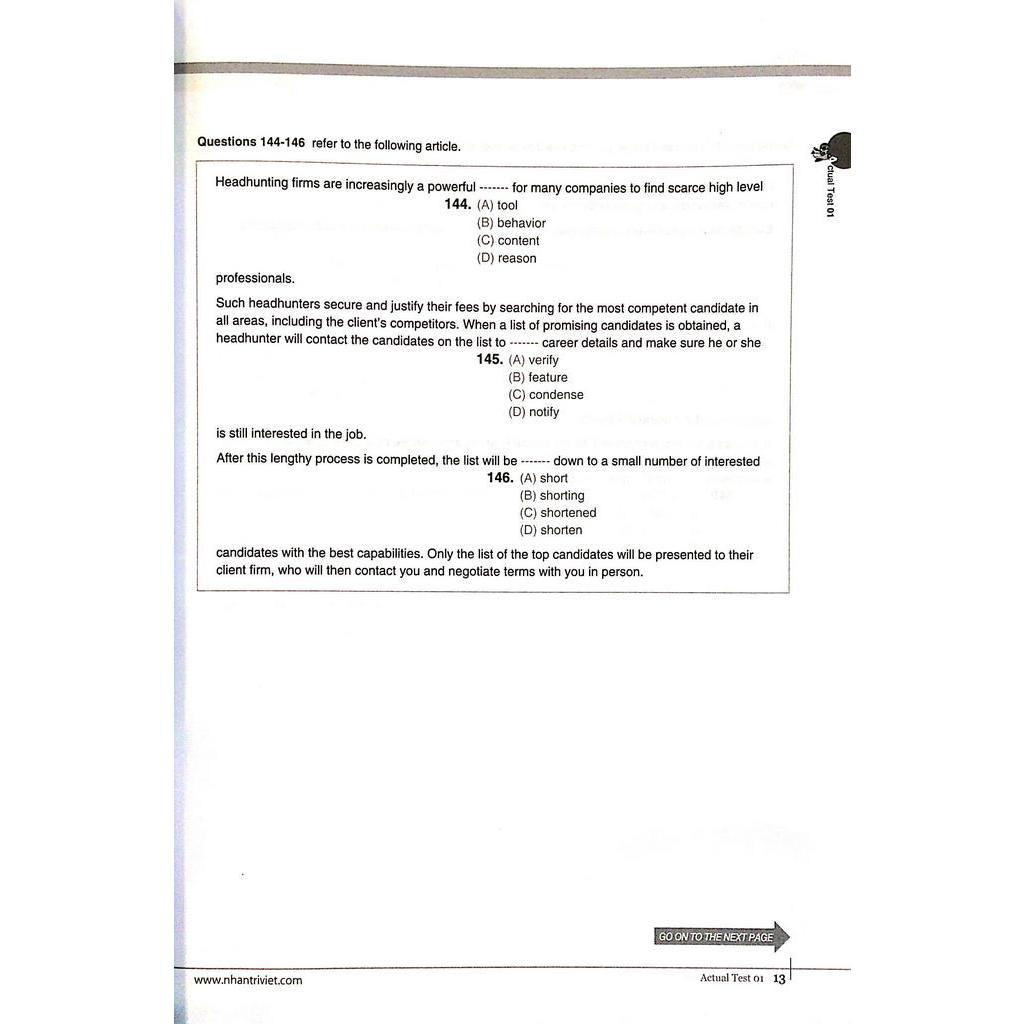 Sách Economy TOEIC RC1000 Volume 1