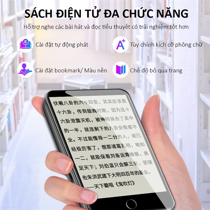 [HÀNG CHÍNH HÃNG] MÁY NGHE NHẠC XEM PHIM KHÔNG DÂY MÀN HÌNH CẢM ỨNG BLUETOOTH RUIZU M7 BỘ NHỚ TRONG 8GB