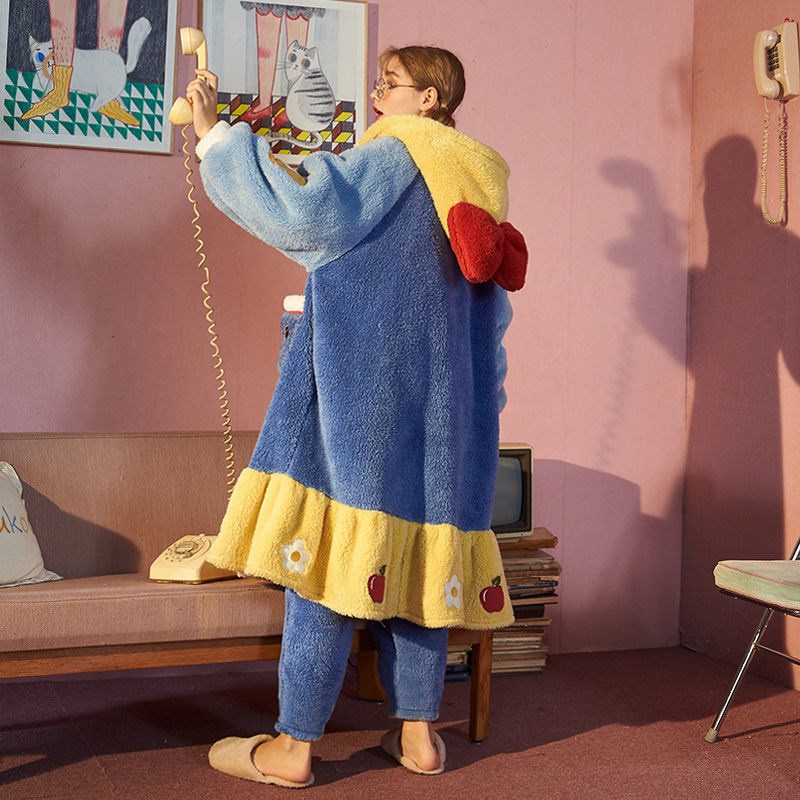 {Nightgown} Đầm Ngủ Ngủ Bằng Lông Cừu San Hô Dày Dặn Màu Trắng Tuyết Mùa Thu Đông Dành Cho Nữ Sử Dụng Tại Nhà Xa1D &----&*&*-*--*-- | BigBuy360 - bigbuy360.vn