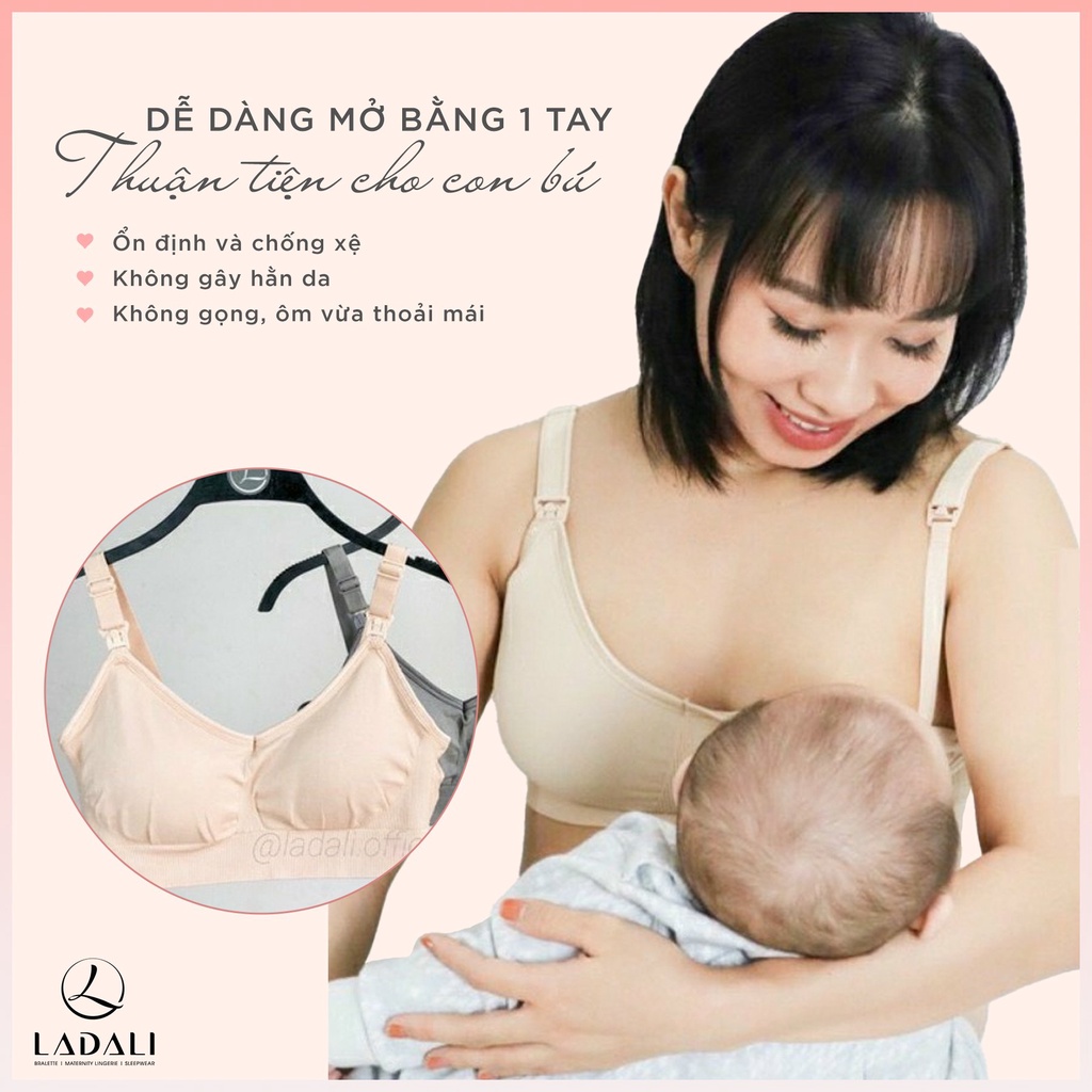 Áo lót cho máy hút sữa không dây và sau  mở nắp cho con bú co giãn 4 chiều thông hơi thoáng mát Ladali