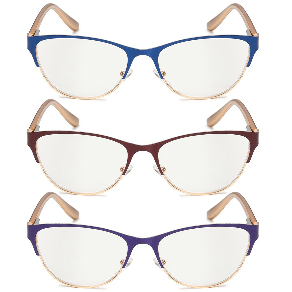 Kính Đọc Sách Nửa Gọng Kim Loại Diopter + 1.0 + 3.5 Chống Mệt Mỏi