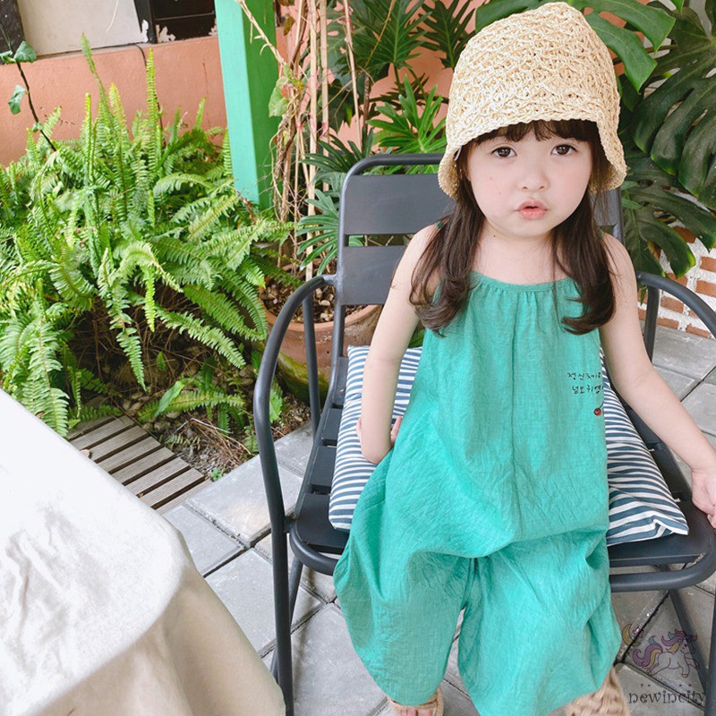 Áo Liền Quần Ống Rộng Thời Trang Mùa Hè Hàn Quốc Cho Bé Gái