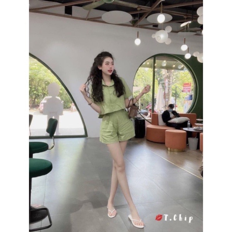Bộ đồ đi chơi nữ tính mùa hè, set đũi mềm mại mát dễ thương BN016