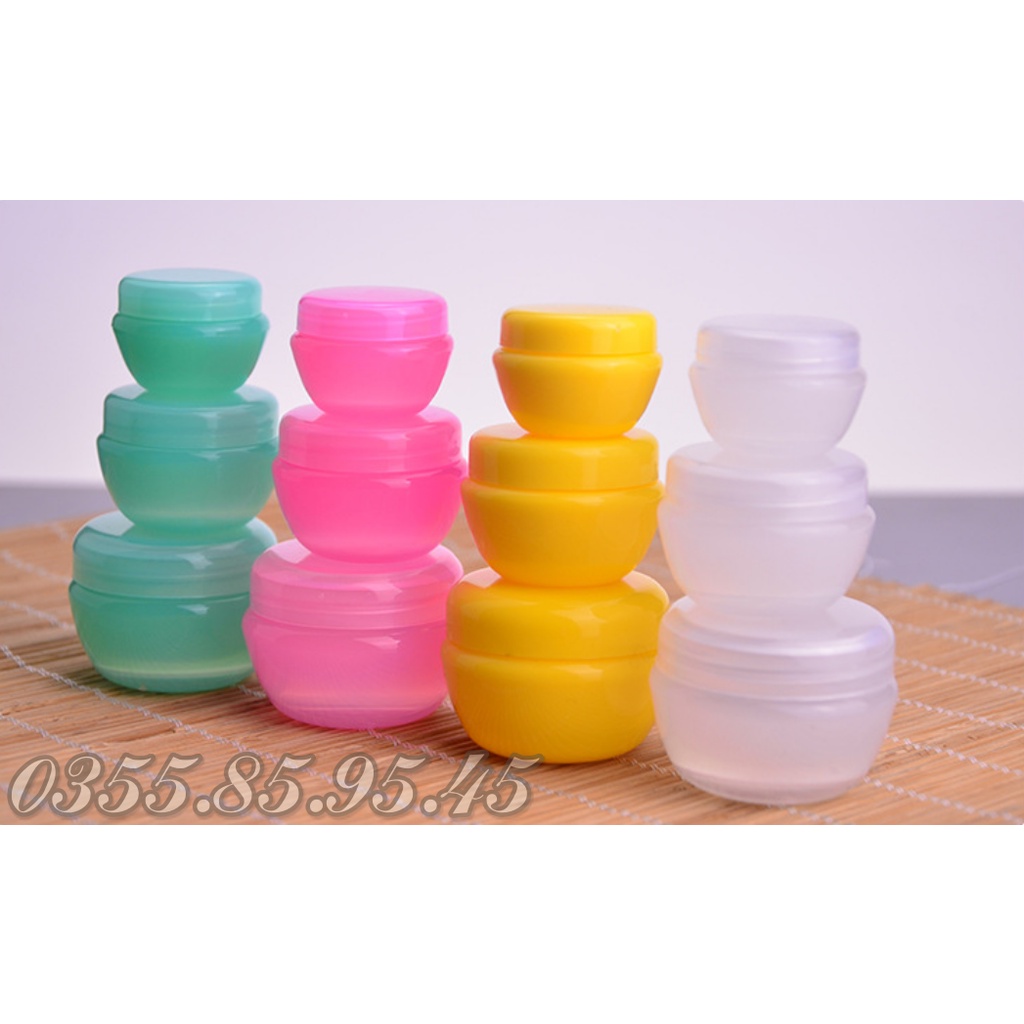 Hũ nhựa NẤM đựng kem 5g 10g 20g 30g có nắp lót nhiều màu - HỦ hình NẤM chiết mỹ phẩm du lịch.