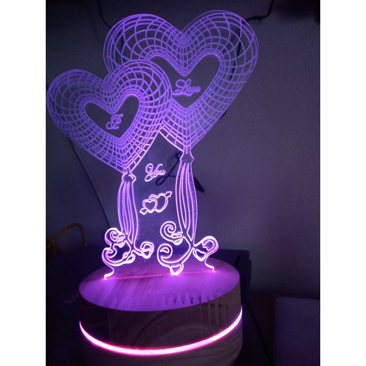 đèn led 3d trái tim đẹp