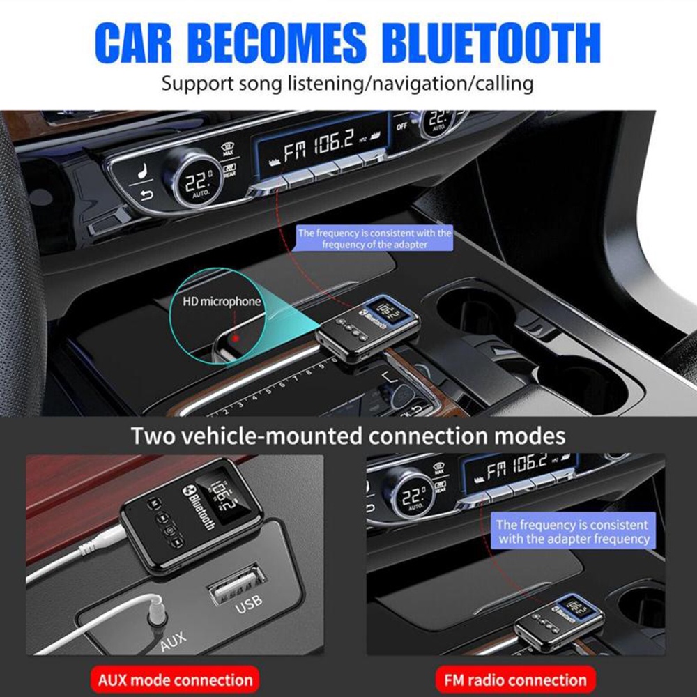 USB thu tín hiệu âm thanh VIRWIR bluetooth 5.0 3.5mm hỗ trợ thẻ TF/FM cho TV/máy tính bàn/ô tô