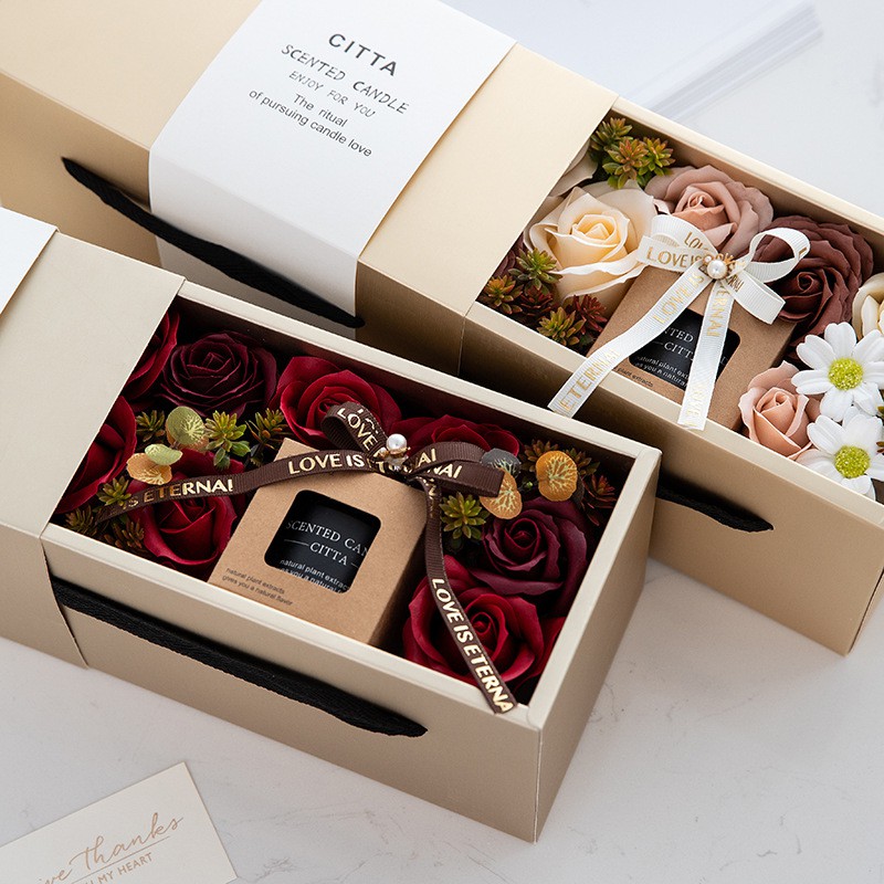 Quà tặng bạn gái quà tặng ý nghĩa set nến thơm hoa hồng khô