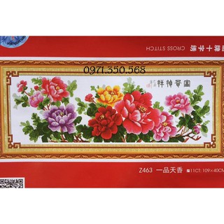 Tranh thêu chữ thập Mẫu đơn phú quý Z463-109X40cm
