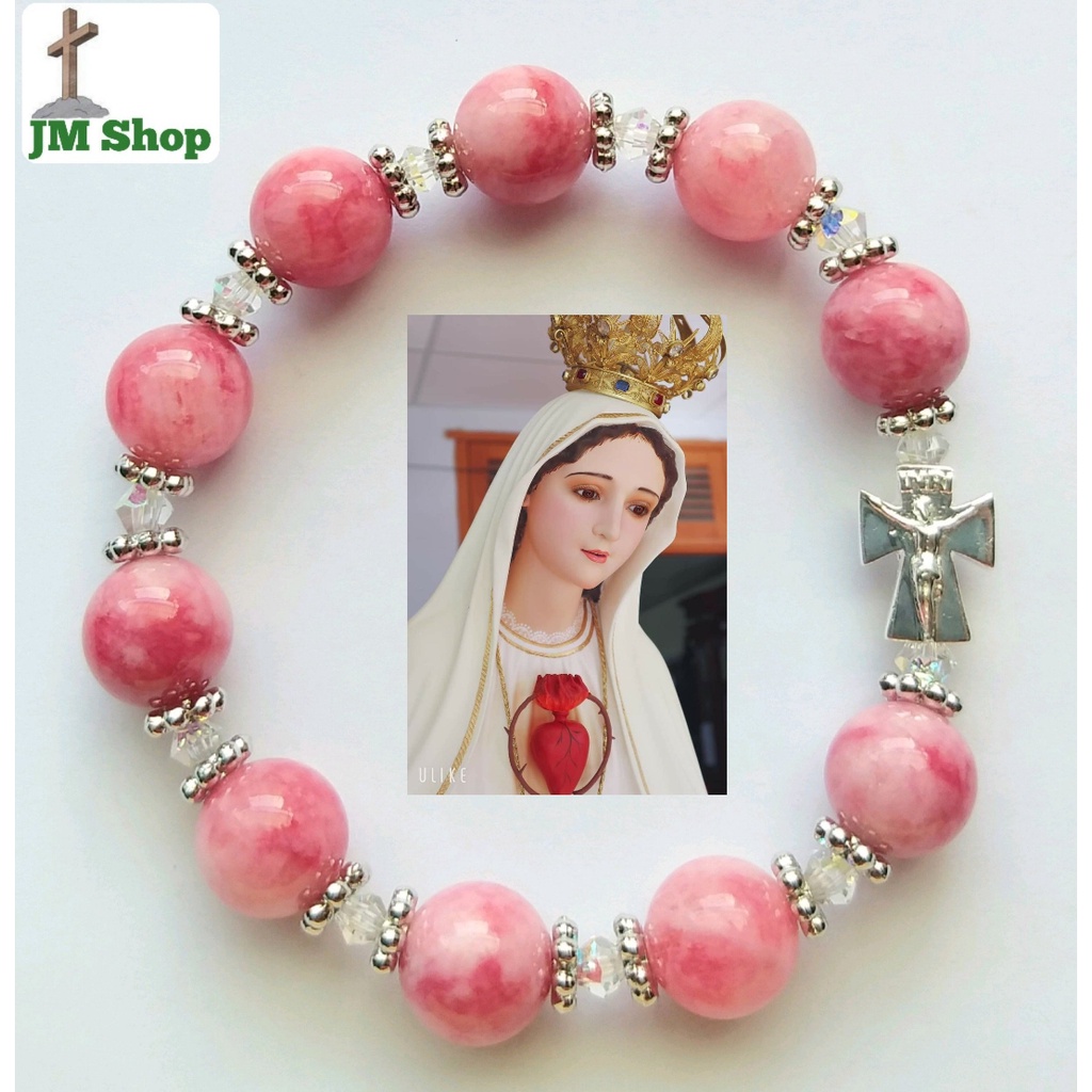 Chuỗi Mân Côi JM Shop Mã 72 Mix Hoa và Thánh Giá Bạc Có Chúa