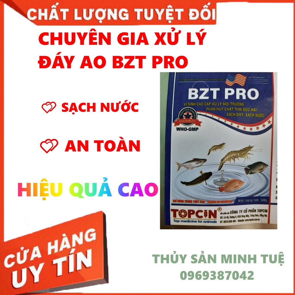 [Tặng mã 50k] Thuốc thủy sản, men vi sinh cho cá, nước, ao an toàn hiệu quả cao BZT PRO - Thuốc Thủy Sản Minh Tuệ