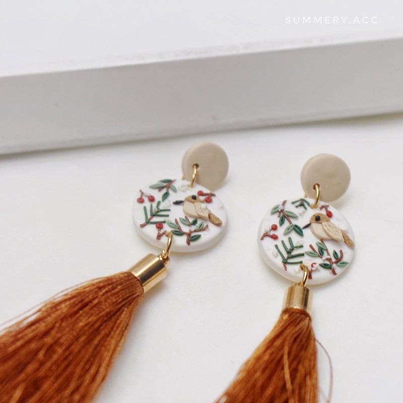 Khuyên tai SUMMERY hoạ tiết handmade nặn thủ công siêu nhẹ, chống thấm nước