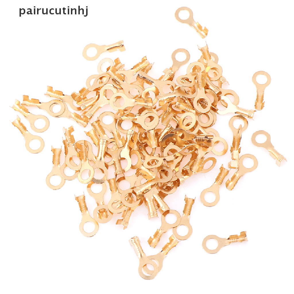 100Pcs 4.2mm Gold Brass Round Terminal Power Supply Wire Connector