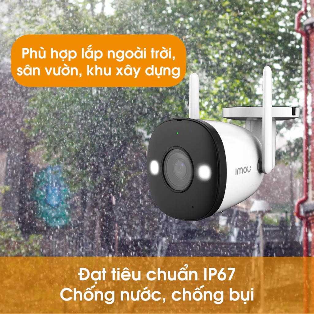 Camera WIFI IMOU Bullet 2  2MP FullHD - Có Màu Ban Đêm - Báo Động Còi, Đèn - Chuẩn IP67 - 100% Chính Hãng