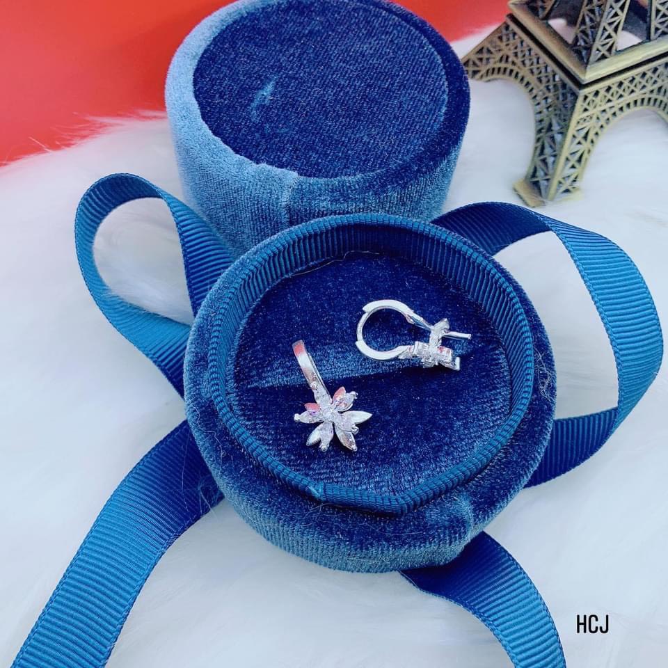 Bông tai nữ bạc thật, khuyên tai hoa 5 cánh nhỏ xinh xắn - Kho sỉ bạc Nhất Linh