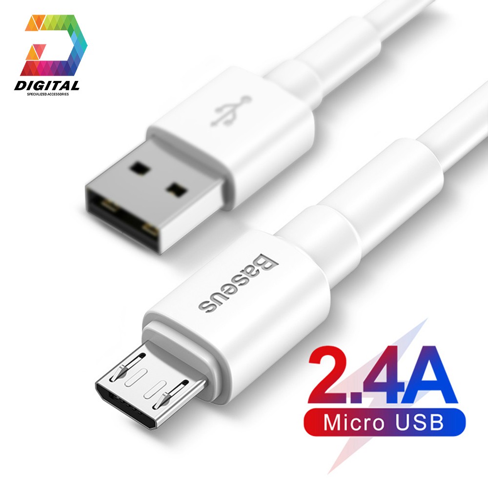 Cáp Sạc Nhanh Baseus Mini White Cổng Micro USB Chính Hãng ( Quick Charging &amp; Sync Data TPE Cable )