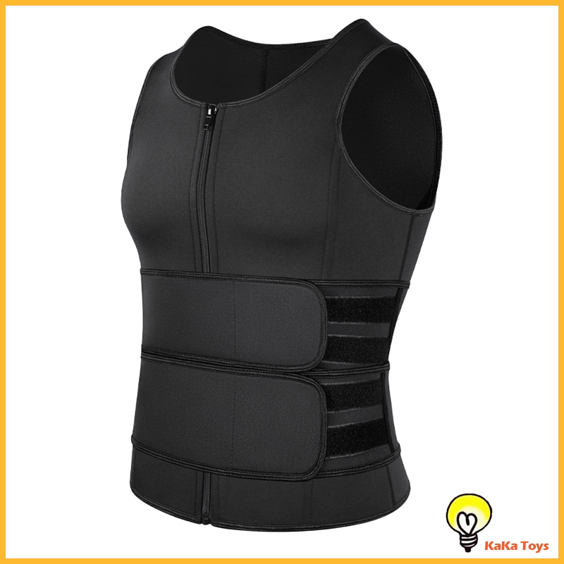 [KaKa Toys] Men Sauna Suit Sweat Vest Waist Trainer Body Shaper Tank Top Compression S