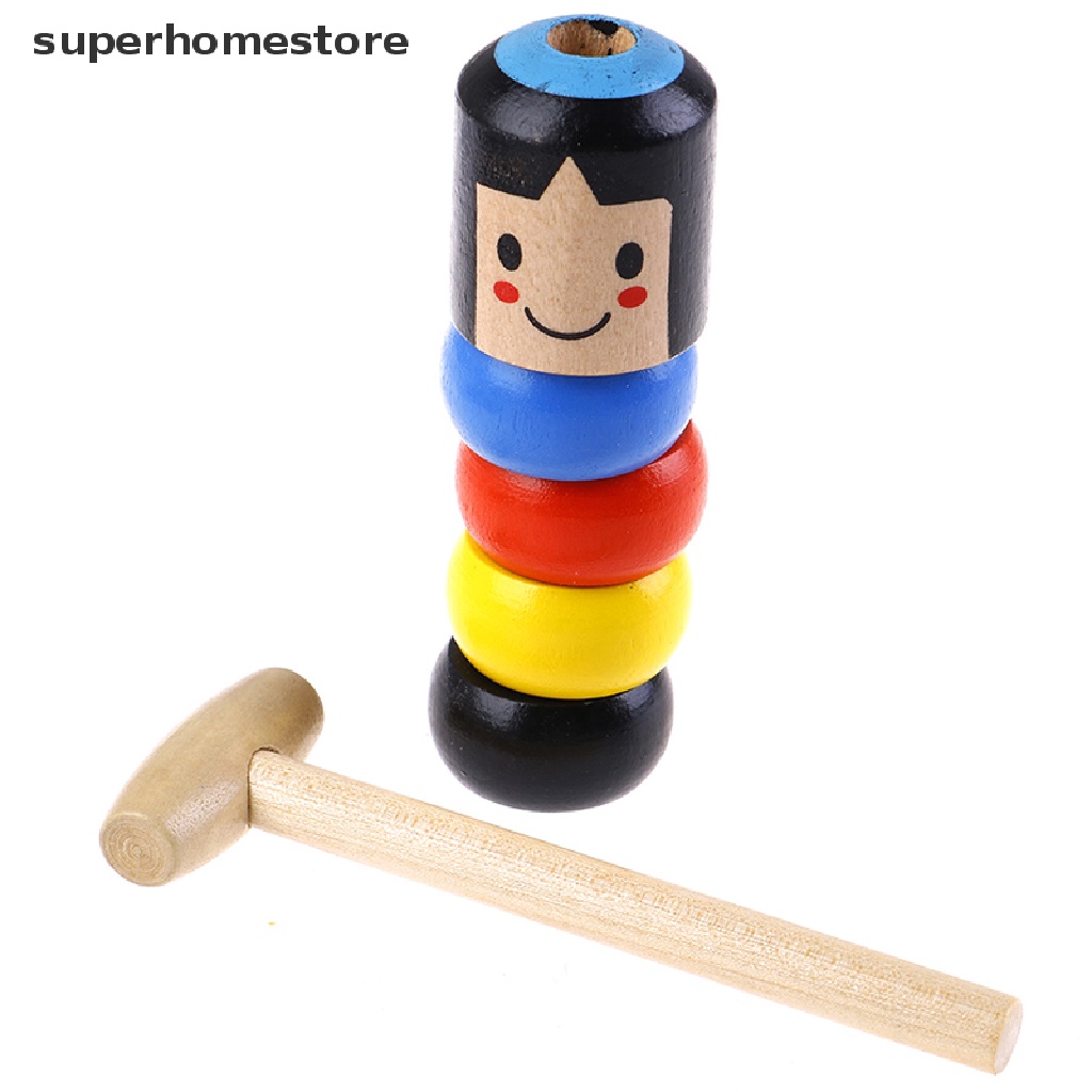 [superhomestore] 1set Immortal Daruma Unbreakable Wooden Man Magic Toy Fun Toy Accessory New Stock