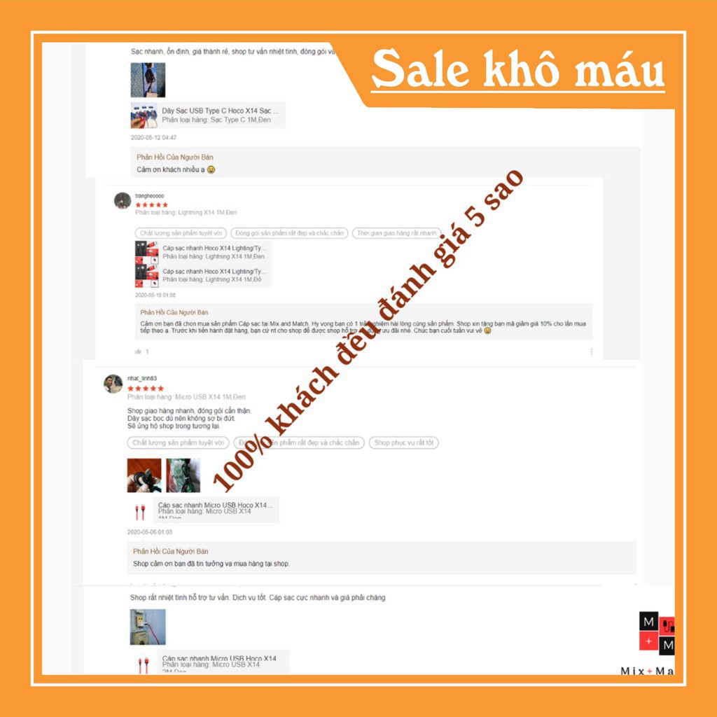 Dây cáp sạc nhanh Hoco X14 Lighting/Type C/Micro USB-Sạc Iphone/Ipad/Android/Android Micro-Chính hãng Hoco