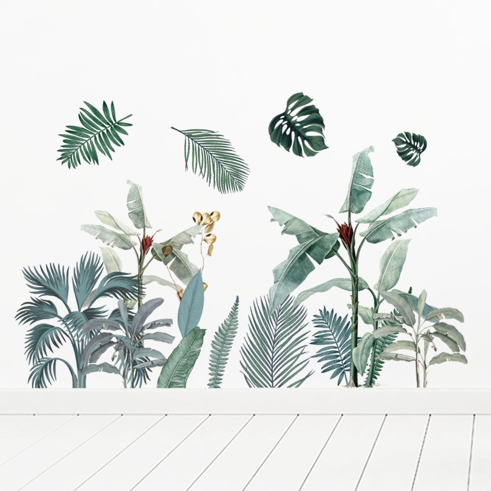 Decal dán tường Hàn Quốc Lá xanh nhiệt đới (80 x 120 cm)