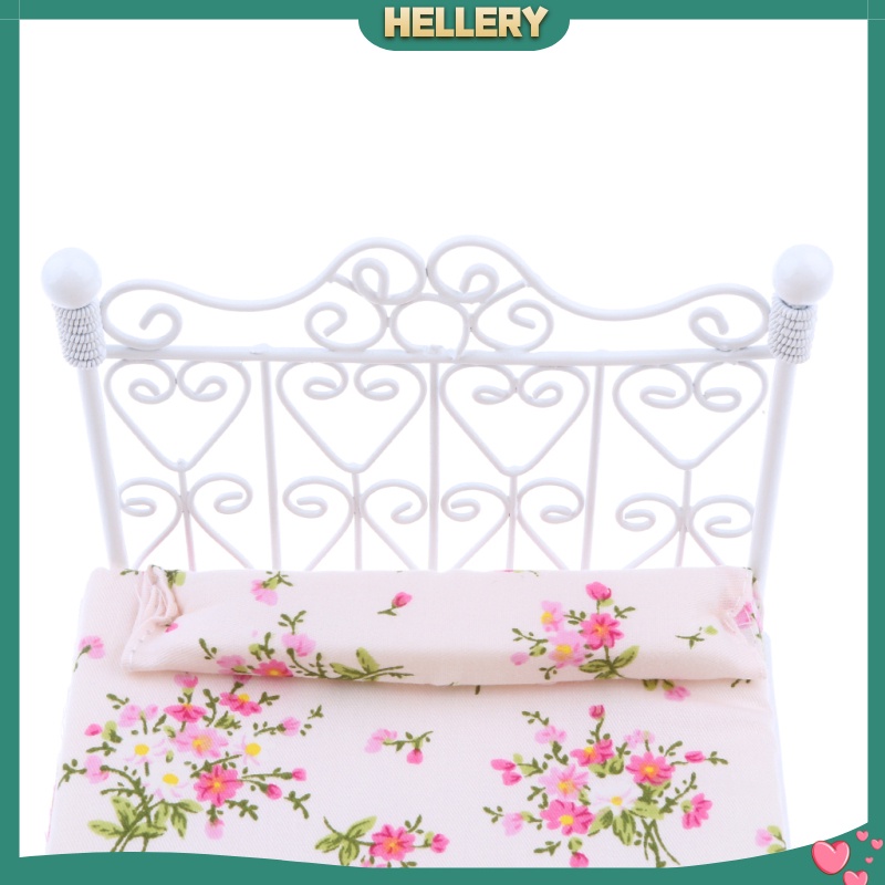 Giường Đôi Bằng Kim Loại Phong Cách Châu Âu Tỉ Lệ 1: 12 Trang Trí Nhà Búp Bê