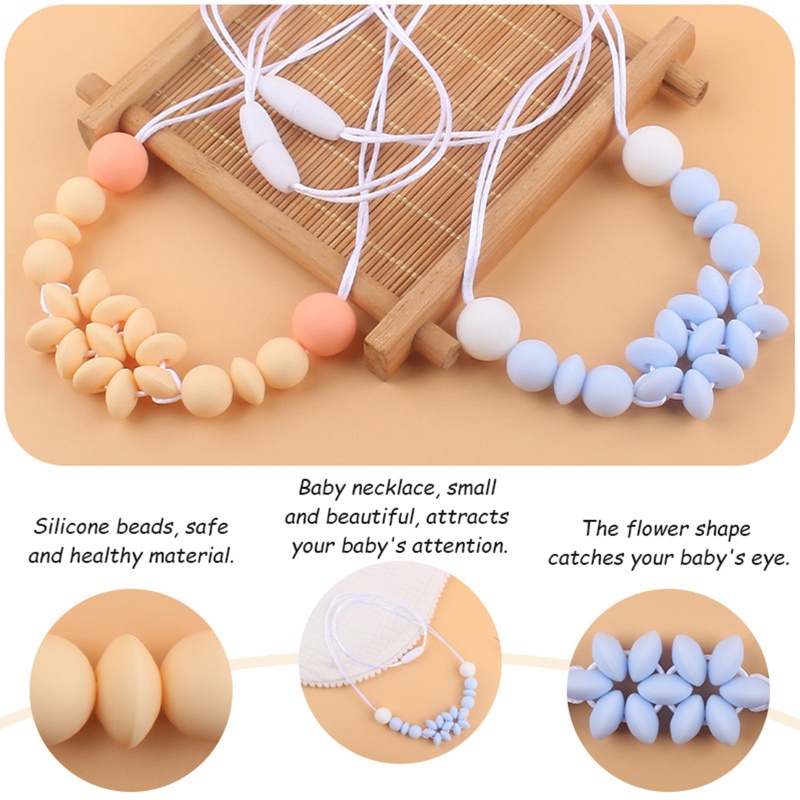Vòng cổ Hạt Silicone Mặt Hoa Dành Cho Bé Gặm Mọc Răng